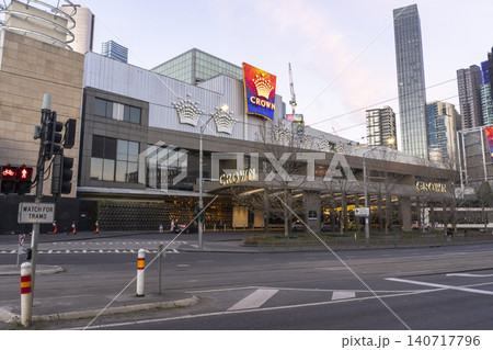 Melbourne, Australia - July 7, 2024 : Iconic Crown Casino complex in South Melbourne, Australia on July 7, 2024. Melbourne, Australia - July 7, 2024 : Iconic Crown Casino complex in South Melbourne, Australia on July 7, 2024. 140717796