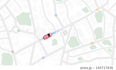 City map top view with car icon and location signal zones. Vector illustration. City map top view with car icon and location signal zones. Vector illustration. 140717836