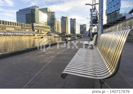 Melbourne, Australia - July 7, 2024 : Landscape of the South Wharf with the blue sky in Melbourne, Australia on July 7, 2024. Melbourne, Australia - July 7, 2024 : Landscape of the South Wharf with the blue sky in Melbourne, Australia on July 7, 2024. 140717876