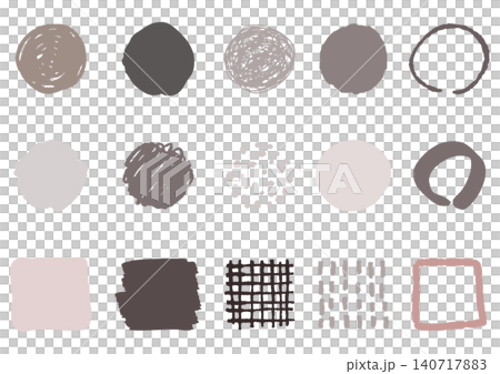 Hand-drawn vector material set of circles and squares 140717883