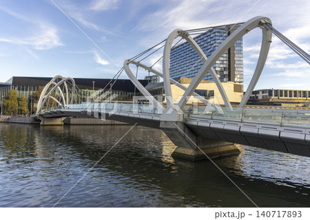Melbourne, Australia - July 7, 2024 : Landscape of Seafarers bridge in South Melbourne, Australia on July 7, 2024. 140717893