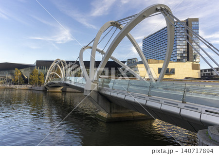 Melbourne, Australia - July 7, 2024 : Landscape of Seafarers bridge in South Melbourne, Australia on July 7, 2024. Melbourne, Australia - July 7, 2024 : Landscape of Seafarers bridge in South Melbourne, Australia on July 7, 2024. 140717894