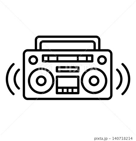 Vintage 80s 90s boombox stereo radio and cassette player line icon. Vintage 80s 90s boombox stereo radio and cassette player line icon. 140718214