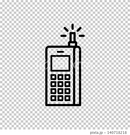 Old fashioned mobile cellular phone line icon with extended antenna. Old fashioned mobile cellular phone line icon with extended antenna. 140718218