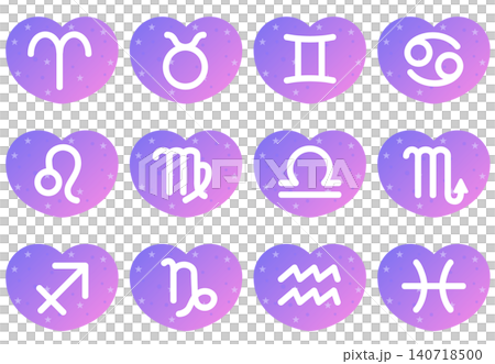 十二星座符號(心型/紫色調) 十二星座符號(心型/紫色調) 140718500