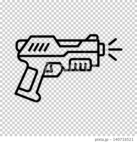 Sci-fi laser blaster ray gun toy line icon from retro video games. Sci-fi laser blaster ray gun toy line icon from retro video games. 140718521