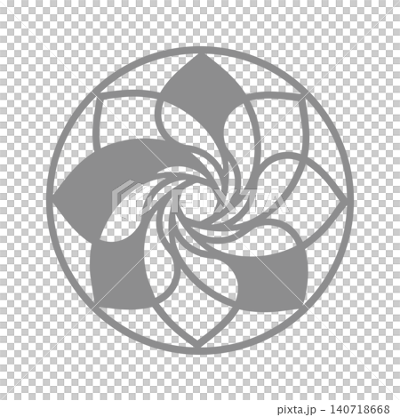 中灰色花卉曼陀羅家族徽章螺旋向量設計 | 透明背景 中灰色花卉曼陀羅家族徽章螺旋向量設計 | 透明背景 140718668