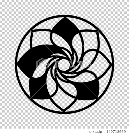 Black floral mandala family crest spiral vector design | Transparent background Black floral mandala family crest spiral vector design | Transparent background 140718669