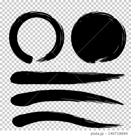 A set of handwritten brushstrokes of circles and lines, perfect for Japanese-style designs. A set of handwritten brushstrokes of circles and lines, perfect for Japanese-style designs. 140718694