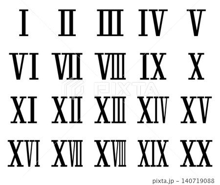 シンプルな1から20までのローマ数字の素材セット シンプルな1から20までのローマ数字の素材セット 140719088
