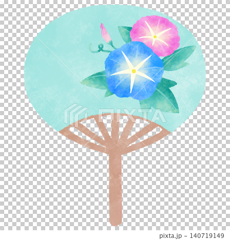 Watercolor-style morning glory pattern fan illustration - Summer Watercolor-style morning glory pattern fan illustration - Summer 140719149