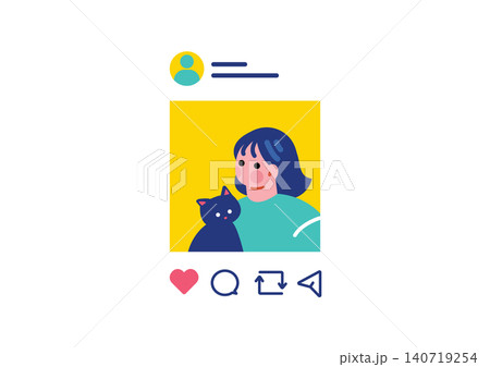 SNSの投稿画面のイラスト 140719254