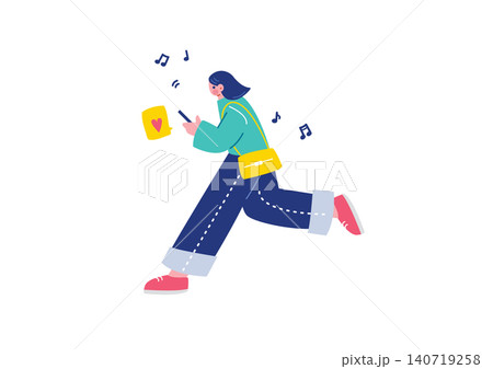スマホを操作する女性のイラスト 140719258