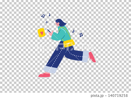 スマホを操作する女性のイラスト 140719258