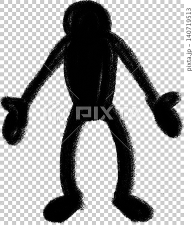 手描きペイントの人物シルエットピクトグラム、お手上げポーズ、全身 手描きペイントの人物シルエットピクトグラム、お手上げポーズ、全身 140719513
