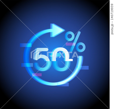 50 Percent Discount Icon with Neon Arrow Design 50 Percent Discount Icon with Neon Arrow Design 140719939