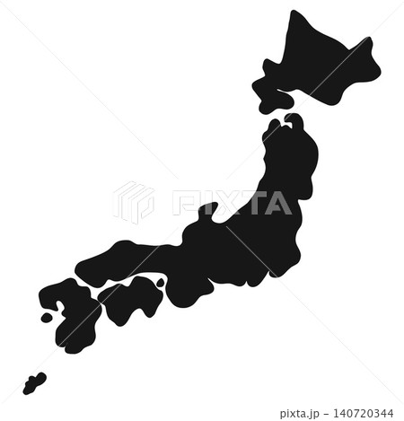 日本列島のシルエットイラスト・白背景・地図素材 日本列島のシルエットイラスト・白背景・地図素材 140720344