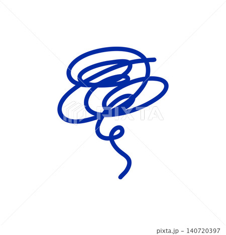 青い渦巻き線画イラスト・抽象的なデザイン・白背景 青い渦巻き線画イラスト・抽象的なデザイン・白背景 140720397