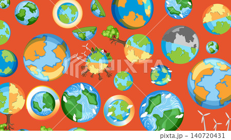 Global Warming and Green Energy Concepts with Multiple Earth Vector Illustrations Global Warming and Green Energy Concepts with Multiple Earth Vector Illustrations 140720431