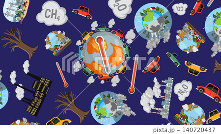 Vector Illustration of Global Warming and Climate Change Environmental Impact 140720437