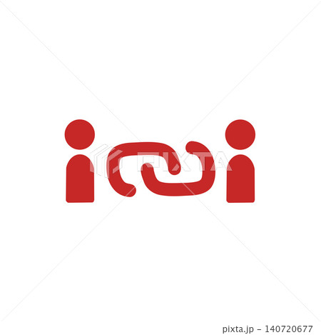 人と人を繋ぐ、赤いリンクアイコン。人間関係や協力、パートナーシップを表現するシンボルイラスト 人と人を繋ぐ、赤いリンクアイコン。人間関係や協力、パートナーシップを表現するシンボルイラスト 140720677