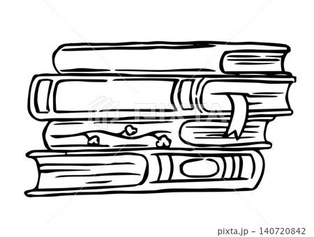 A stack of books. Sketch illustration in vintage style. A stack of books. Sketch illustration in vintage style. 140720842
