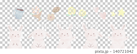 水彩タッチのかわいいうさぎイラストセット 140721042