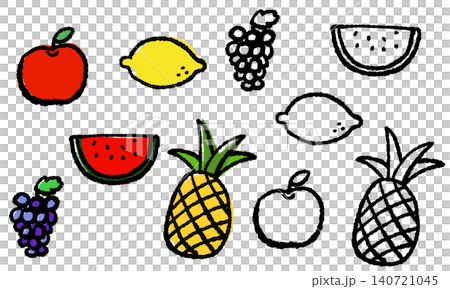 A set of simple, hand-drawn fruit icons. A set of simple, hand-drawn fruit icons. 140721045
