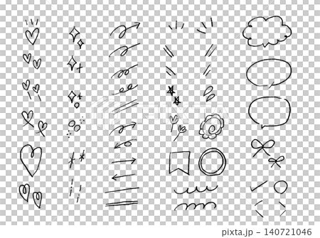 Stylish hand-drawn embellishment material set with faded pen effect 140721046
