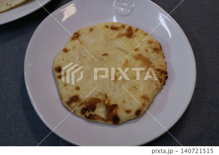 Flatbread on White Plate Flatbread on White Plate 140721515