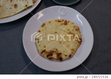 Flatbread on White Plate 140721516