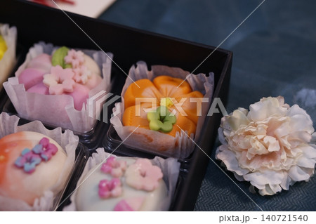 Japanese Sweet Box with Floral Decorations Japanese Sweet Box with Floral Decorations 140721540