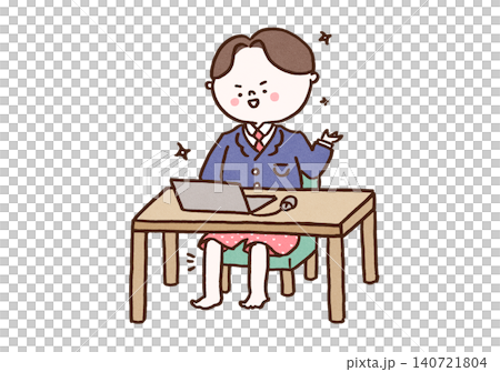 一名男子上身穿著西裝,下身穿著短褲,正在參加線上會議(遠距辦公)。 一名男子上身穿著西裝,下身穿著短褲,正在參加線上會議(遠距辦公)。 140721804