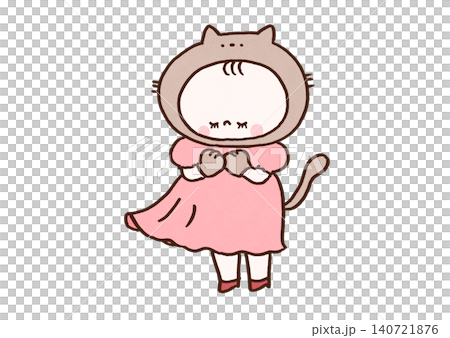 A woman pretending to be demure by wearing a cat mask (wearing a cat mask - true feelings and outward appearance) A woman pretending to be demure by wearing a cat mask (wearing a cat mask - true feelings and outward appearance) 140721876