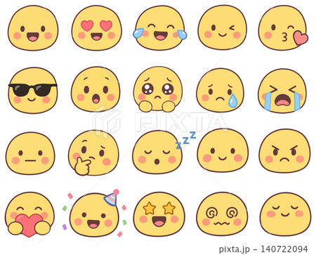 Cute Kawaii Emoji Faces Set 140722094