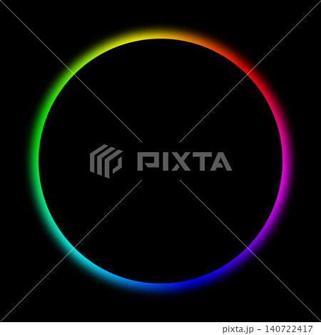虹色に輝く光のリングの抽象背景素材|Rainbow glowing ring background 虹色に輝く光のリングの抽象背景素材|Rainbow glowing ring background 140722417