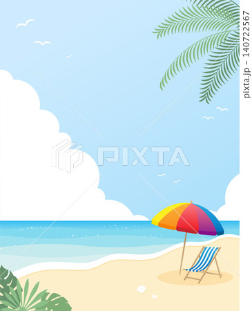 ビーチパラソルとビーチチェアのある夏の砂浜の背景イラスト素材 ベクター 海 リゾート ビーチパラソルとビーチチェアのある夏の砂浜の背景イラスト素材 ベクター 海 リゾート 140722567