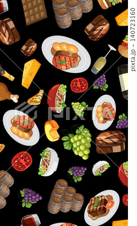 Seamless Vector Pattern of Italian Cuisine and Wine Elements 140723160