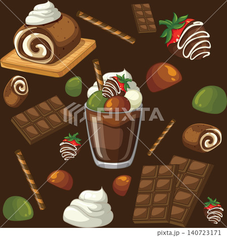 Seamless Vector Pattern of Chocolate Desserts and Sweet Confections 140723171