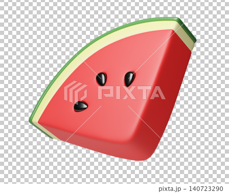 3D Watermelon slice with black seeds, isolated on background. Fruit icon in Cartoon style for summer, food, tropical, design, banner. 3d render 3D Watermelon slice with black seeds, isolated on background. Fruit icon in Cartoon style for summer, food, tropical, design, banner. 3d render 140723290