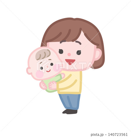 赤ちゃんを抱っこしてる女性のイラスト 赤ちゃんを抱っこしてる女性のイラスト 140723561