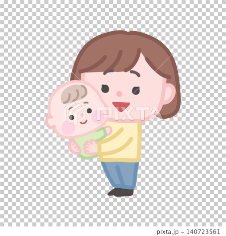 赤ちゃんを抱っこしてる女性のイラスト 赤ちゃんを抱っこしてる女性のイラスト 140723561