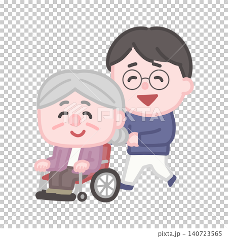 A caregiver and an elderly woman in a wheelchair A caregiver and an elderly woman in a wheelchair 140723565