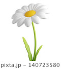 Cute 3D plastic Daisy Flower. Cartoon chamomile bubble bloom with white petals for spring and summer design. 3d render	 140723580