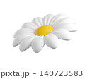 Cute 3D plastic Daisy Flower. Cartoon chamomile bubble bloom with white petals for spring and summer design. 3d render	 140723583
