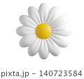 Cute 3D plastic Daisy Flower. Cartoon chamomile bubble bloom with white petals for spring and summer design. 3d render	 140723584
