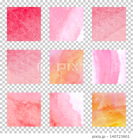 Cute watercolor frame material set, red tones, square. 140723601
