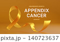 Yellow Amber awareness ribbon. Appendix Cancer Awareness Month in August. Suitable for medical, campaign, awareness, and social causes. 3d render 140723637
