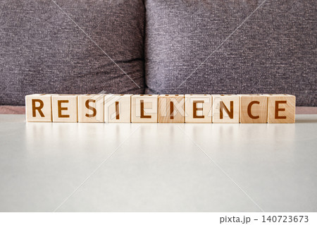resilience, motivational word made of letters on wooden cubes 140723673
