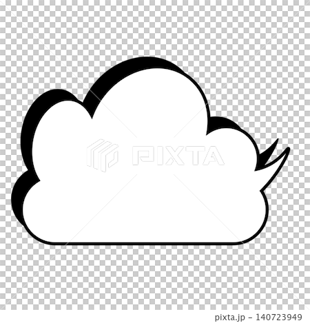 シンプルな雲形吹き出しのイラスト　もくもくのスピーチバルーン（白背景） 140723949